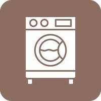 Washing Machine Glyph Round Corner Background Icon vector