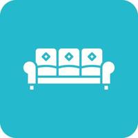 Sofa Glyph Round Corner Background Icon vector