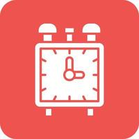 Alarm Clock Glyph Round Corner Background Icon vector