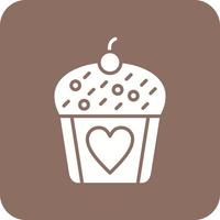 Wedding Cupcake Glyph Round Corner Background Icon vector