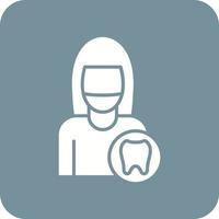 Female Dentist Glyph Round Corner Background Icon vector