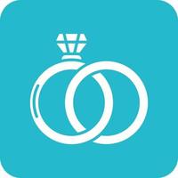 Wedding Rings Glyph Round Corner Background Icon vector