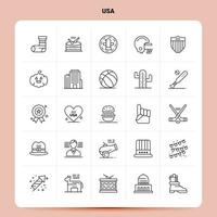 OutLine 25 Usa Icon set Vector Line Style Design Black Icons Set Linear pictogram pack Web and Mobile Business ideas design Vector Illustration
