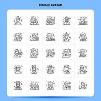 OutLine 25 Female Avatar Icon set Vector Line Style Design Black Icons Set Linear pictogram pack Web and Mobile Business ideas design Vector Illustration