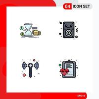 Set of 4 Modern UI Icons Symbols Signs for hourglass technology time songs wireless Editable Vector Design Elements