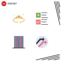 Group of 4 Modern Flat Icons Set for crown disease jewelry tick fitness Editable Vector Design Elements