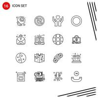 Set of 16 Commercial Outlines pack for inbox contact phone shim gasket Editable Vector Design Elements