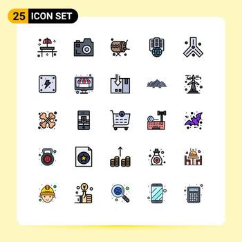 25 líneas rellenas de vectores temáticos colores planos y símbolos editables de celdas servidor proxy de tambor que aloja elementos de diseño de vectores editables