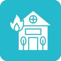 House Fire Glyph Round Corner Background Icon vector