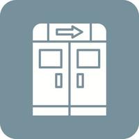Emergency Exit Glyph Round Corner Background Icon vector