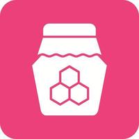Honey Jar Glyph Round Corner Background Icon vector