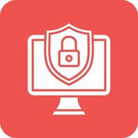 Computer Security Glyph Round Corner Background Icon vector