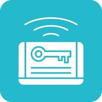 Card Key Glyph Round Corner Background Icon vector