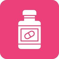 Pills Bottle Glyph Round Corner Background Icon vector