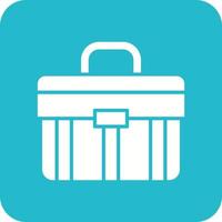 Briefcase Glyph Round Corner Background Icon vector