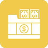 icono de fondo de esquina redonda de glifo de carpeta de dinero vector