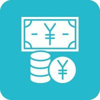 Yen Currency Glyph Round Corner Background Icon vector