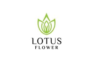 Green lotus flower logo design vector