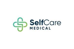 Self care medical line art gradient logo design vector