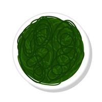 Chinese cuisine food vector illustration. Seaweed on a plate.