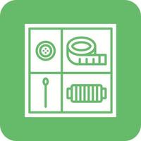 Sewing Box Glyph Round Corner Background Icon vector