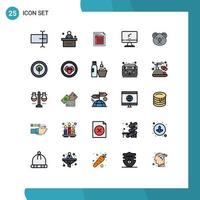 25 User Interface Filled line Flat Color Pack of modern Signs and Symbols of monitor sheet audit paper form Editable Vector Design Elements