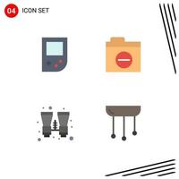 Universal Icon Symbols Group of 4 Modern Flat Icons of console search folder error chandelier Editable Vector Design Elements