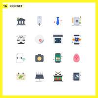 Pictogram Set of 16 Simple Flat Colors of develop creative charging tie wear Editable Pack of Creative Vector Design Elements