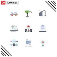 Editable Vector Line Pack of 9 Simple Flat Colors of resume report special laptop vacuum Editable Vector Design Elements