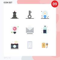 9 Creative Icons Modern Signs and Symbols of email idea human heart bulb Editable Vector Design Elements