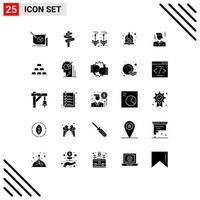 Set of 25 Modern UI Icons Symbols Signs for manager wedding bell room wedding bell Editable Vector Design Elements