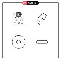 Set of 4 Modern UI Icons Symbols Signs for bandit delete thief right minus Editable Vector Design Elements