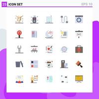 Group of 25 Modern Flat Colors Set for interface pipe storage industrial construction Editable Vector Design Elements