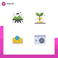 Pack of 4 Modern Flat Icons Signs and Symbols for Web Print Media such as designing plant graphic farming novel Editable Vector Design Elements