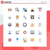 25 Universal Flat Color Signs Symbols of coding money ui donation server Editable Vector Design Elements