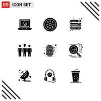 Group of 9 Solid Glyphs Signs and Symbols for alcohol learning smart daybed server Editable Vector Design Elements