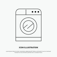 Machine Technology Washing Washing Line Icon Vector