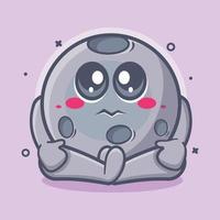 cute moon character mascot with sad expression isolated cartoon in flat style design vector
