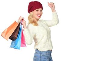 Young Modern Beautiful woman with a lot of shopping bags photo