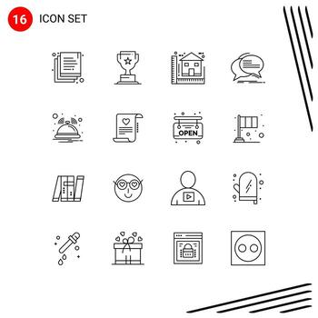 16 Outline concept for Websites Mobile and Apps bell speech blueprint communication bubble Editable Vector Design Elements