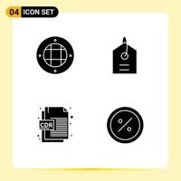 Universal Icon Symbols Group of 4 Modern Solid Glyphs of interior corel outdoor tag commerce Editable Vector Design Elements