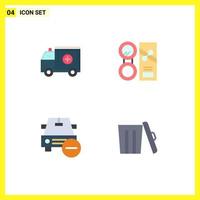 Pictogram Set of 4 Simple Flat Icons of ambulance powder help beauty delete Editable Vector Design Elements