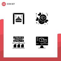 Group of 4 Modern Solid Glyphs Set for ecommerce management candy valentine monitor Editable Vector Design Elements