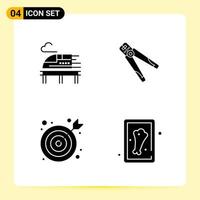 4 Creative Icons for Modern website design and responsive mobile apps 4 Glyph Symbols Signs on White Background 4 Icon Pack Creative Black Icon vector background