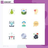 Pictogram Set of 9 Simple Flat Colors of scane man nature virtruvian award Editable Vector Design Elements