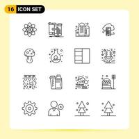 Modern Set of 16 Outlines and symbols such as information cloud storage move business silo Editable Vector Design Elements