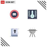 Pack of 4 Modern Flat Icons Signs and Symbols for Web Print Media such as mail note stamps spa barbecue Editable Vector Design Elements