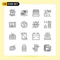 16 Creative Icons for Modern website design and responsive mobile apps 16 Outline Symbols Signs on White Background 16 Icon Pack Creative Black Icon vector background