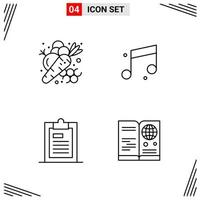 4 Icons Line Style Grid Based Creative Outline Symbols for Website Design Simple Line Icon Signs Isolated on White Background 4 Icon Set vector