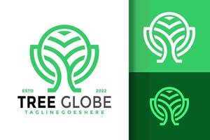 Tree Globe Logo Design Vector Illustration Template